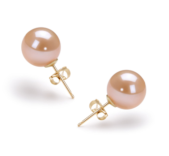 9-10mm Água doce Conjunto de brincos em Rosa