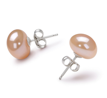 9-10mm Água doce Conjunto de brincos em Rosa