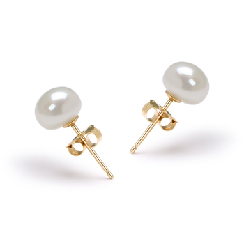 6-7mm Água doce Conjunto de brincos em Branco