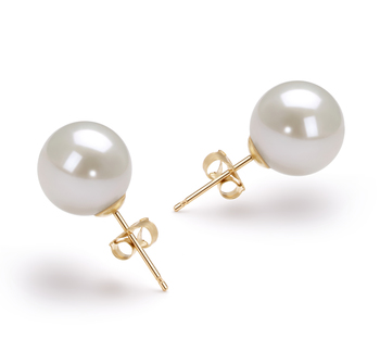 9-10mm Água doce Conjunto de brincos em Branco