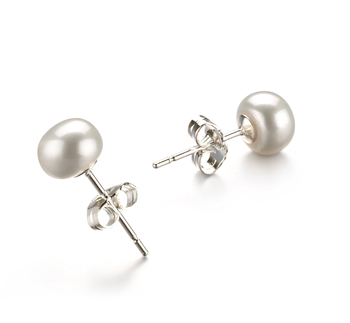 6-7mm Água doce Conjunto de brincos em Branco