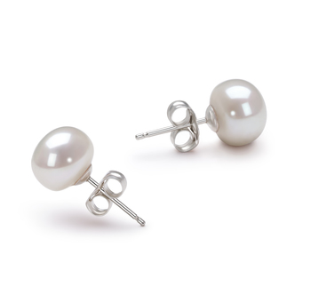 7-8mm Água doce Conjunto de brincos em Branco