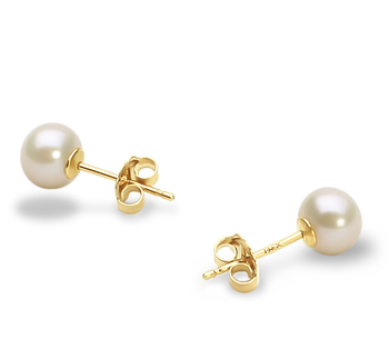 5-6mm Água doce Conjunto de brincos em Branco