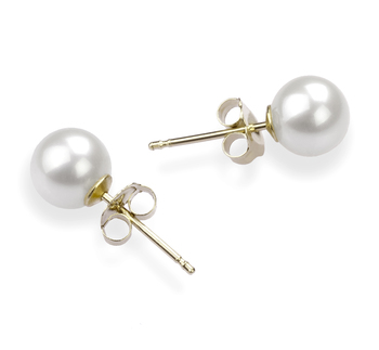 5.5-6mm Água doce Conjunto de brincos em Branco