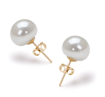 10-10.5mm Água doce Conjunto de brincos em Branco