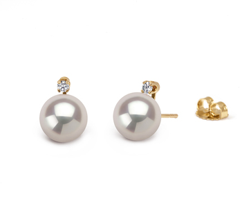 7-8mm Akoya japonesa Conjunto de brincos em Eternidade Branco