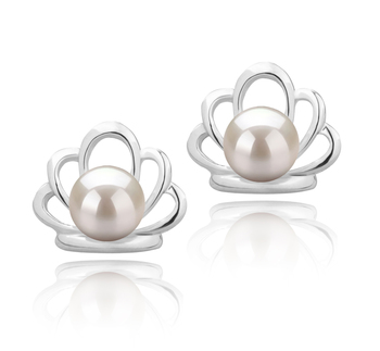 5-6mm Água doce Conjunto de brincos em Princesa. Branco