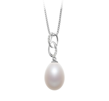 10-11mm Água doce Pingente em Rabia Branco