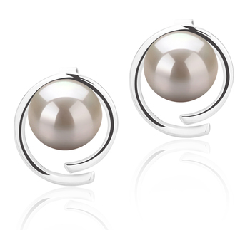 7-8mm Água doce Conjunto de brincos em Raina Branco