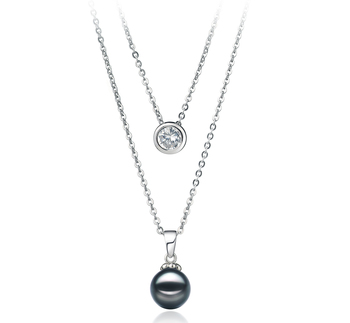 7-8mm Akoya japonesa Colar em Ramona Preto