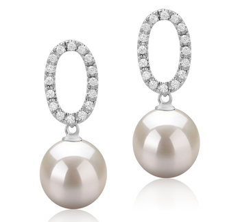 9-10mm Água doce Conjunto de brincos em Sabrina Branco
