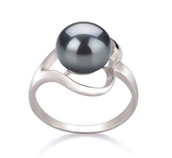 9-10mm Água doce Anel em Sadie Tingido de preto