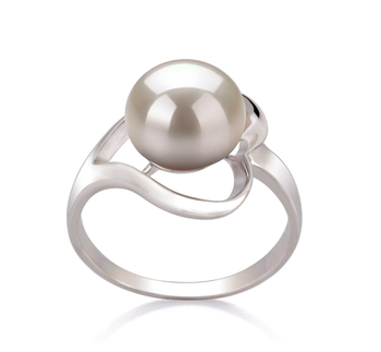 9-10mm Água doce Anel em Sadie Branco
