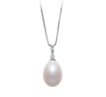 10-11mm Água doce Pingente em Salina Branco