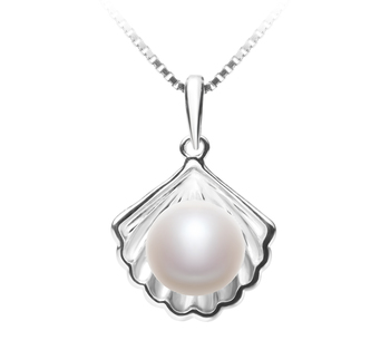 7-8mm Água doce Pingente em Shell Branco