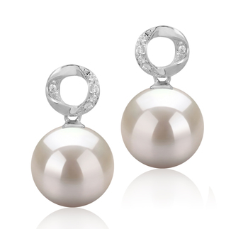 9-10mm Água doce Conjunto de brincos em Shellry Branco