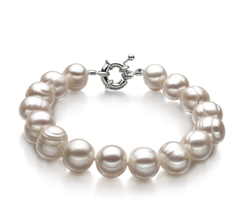 10-11mm Água doce Pulseira em Solteiro Branco