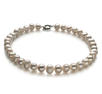 10-11mm Água doce Colar em Individual Branco