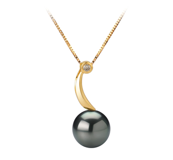 8-9mm taitiano Pingente em Sora Preto
