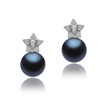 7-8mm Água doce Conjunto de brincos em Estrela Tingido de preto