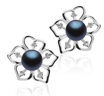 7-8mm Água doce Conjunto de brincos em Girassol Preto