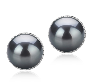 10-11mm taitiano Conjunto de brincos em Tammy Preto