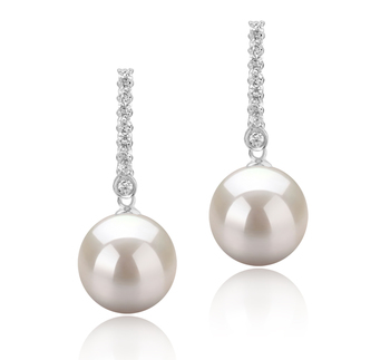 10-11mm Água doce Conjunto de brincos em Verna Branco