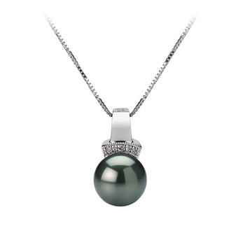 8-9mm taitiano Pingente em Vivian Preto