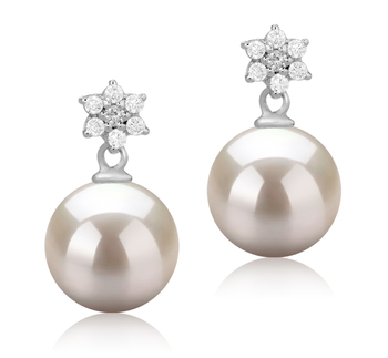 8-9mm Água doce Conjunto de brincos em Wilma Branco