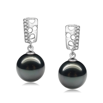 9-10mm taitiano Conjunto de brincos em Zuella Preto